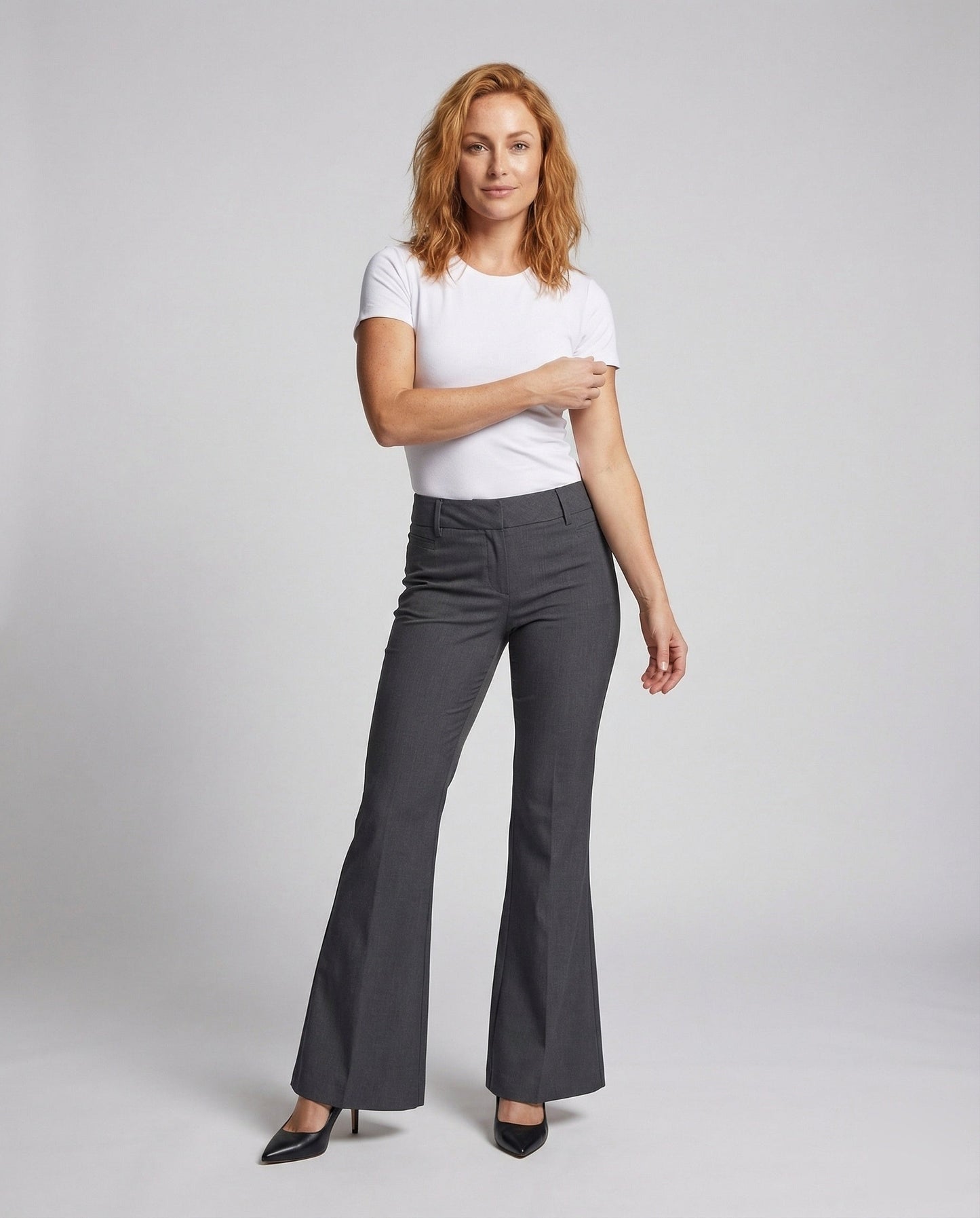 Pantaloni Donna a Zampa con Piega Vita Alta - Brentozzi