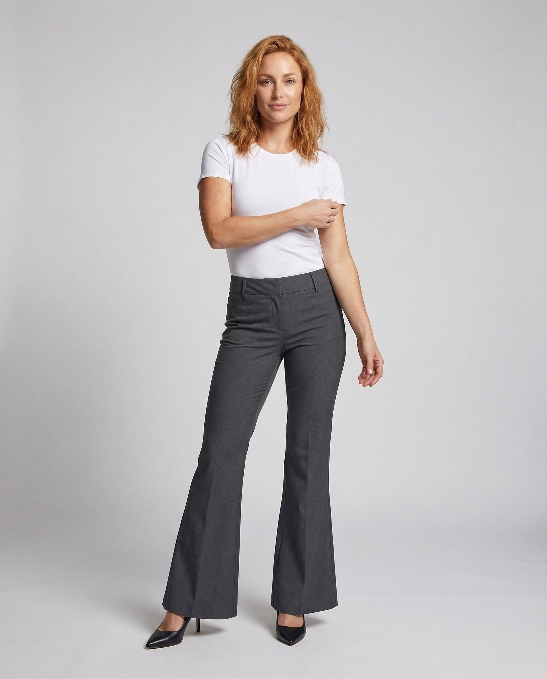 Pantaloni Donna a Zampa con Piega Vita Alta - Brentozzi