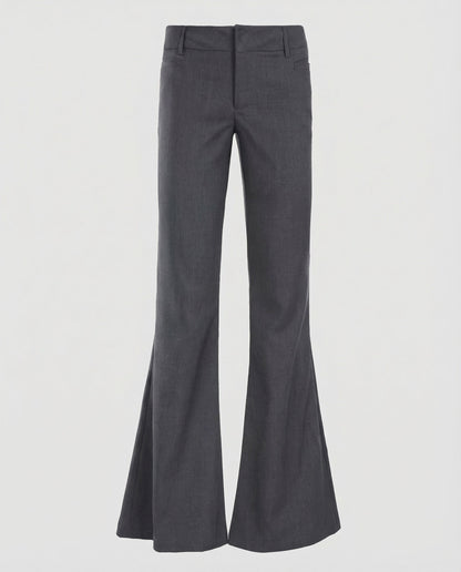 Pantaloni Donna a Zampa con Piega Vita Alta