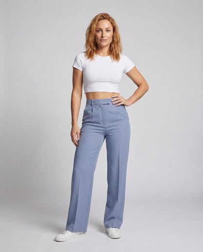 Pantaloni Palazzo Donna Business Pinces Vita Alta - Brentozzi
