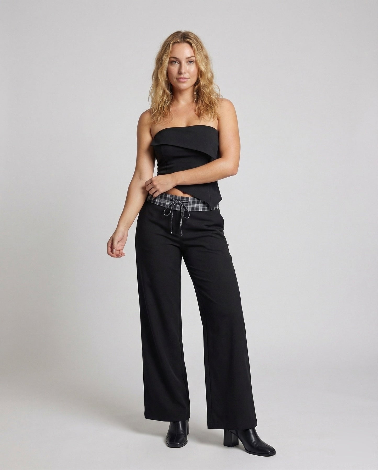 Pantaloni Donna Marlene Gamba Larga Piega Stirata - Brentozzi