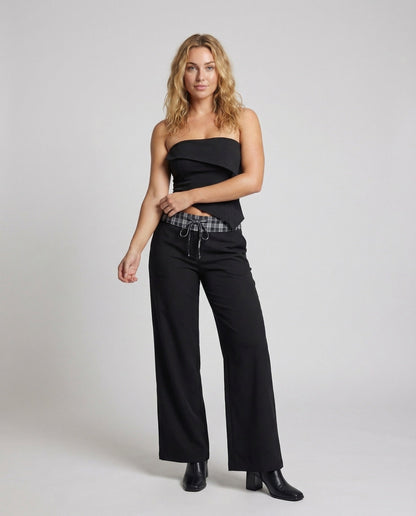 Pantaloni Donna Marlene Gamba Larga Piega Stirata - Brentozzi