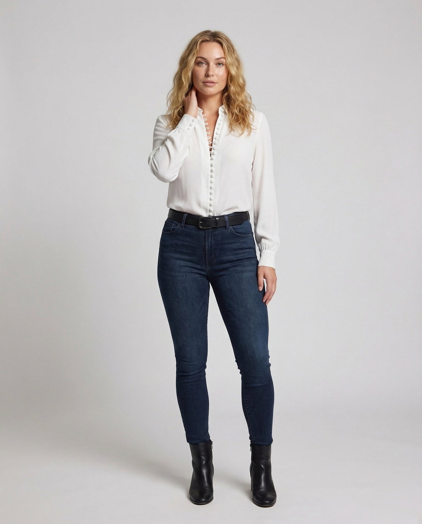 Camicia Donna Scollo a V Bottone con Asola - Brentozzi