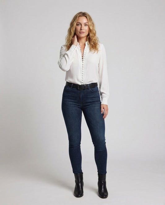 Camicia Donna Scollo a V Bottone con Asola - Brentozzi