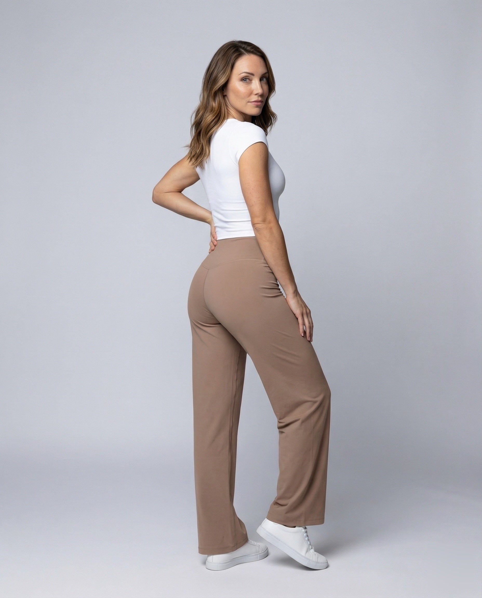 Pantaloni Yoga Donna Palazo Vita Larga Gamba Ampia - Brentozzi