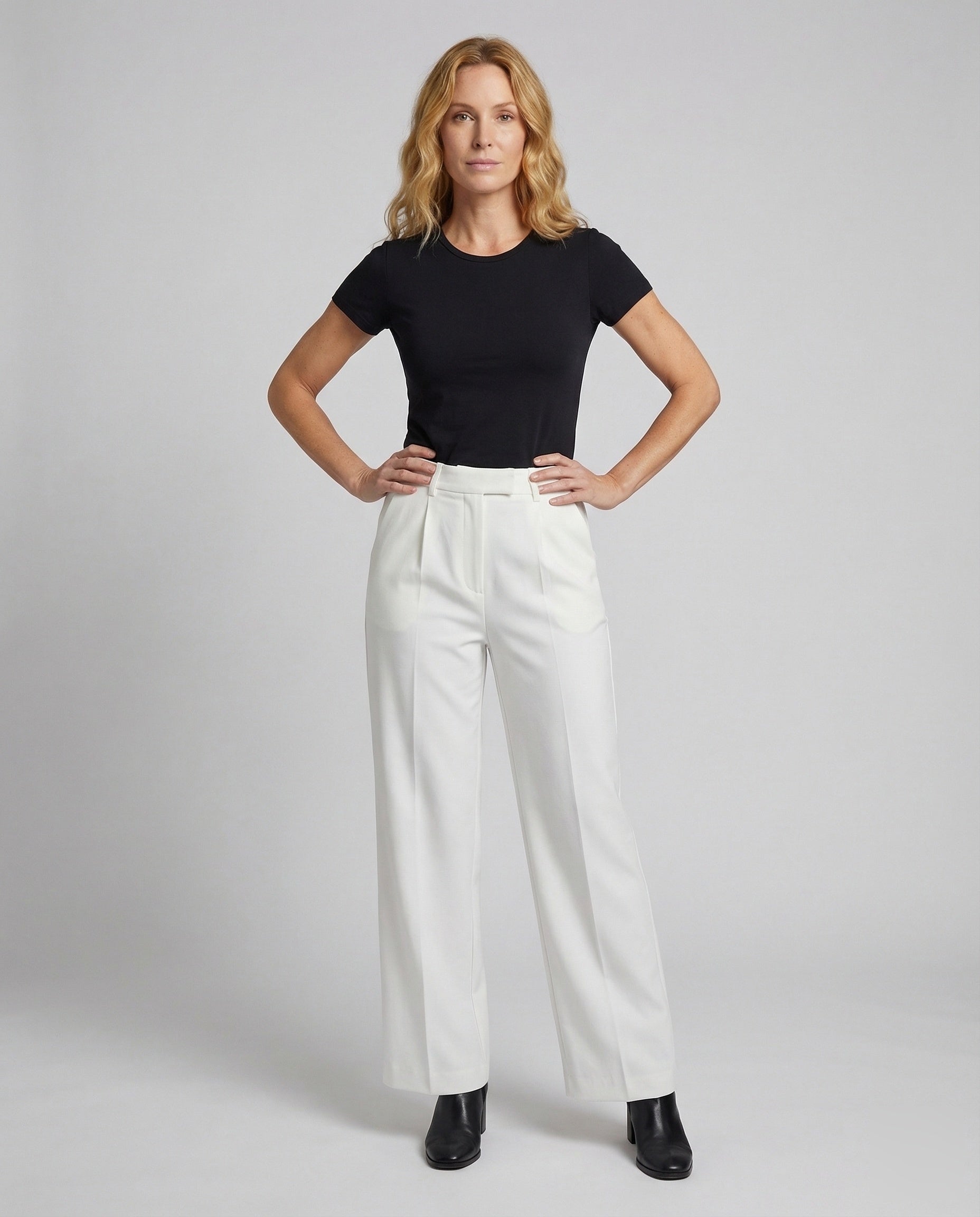 Damen elegante hochtaillierte Palazzohose - Brentozzi