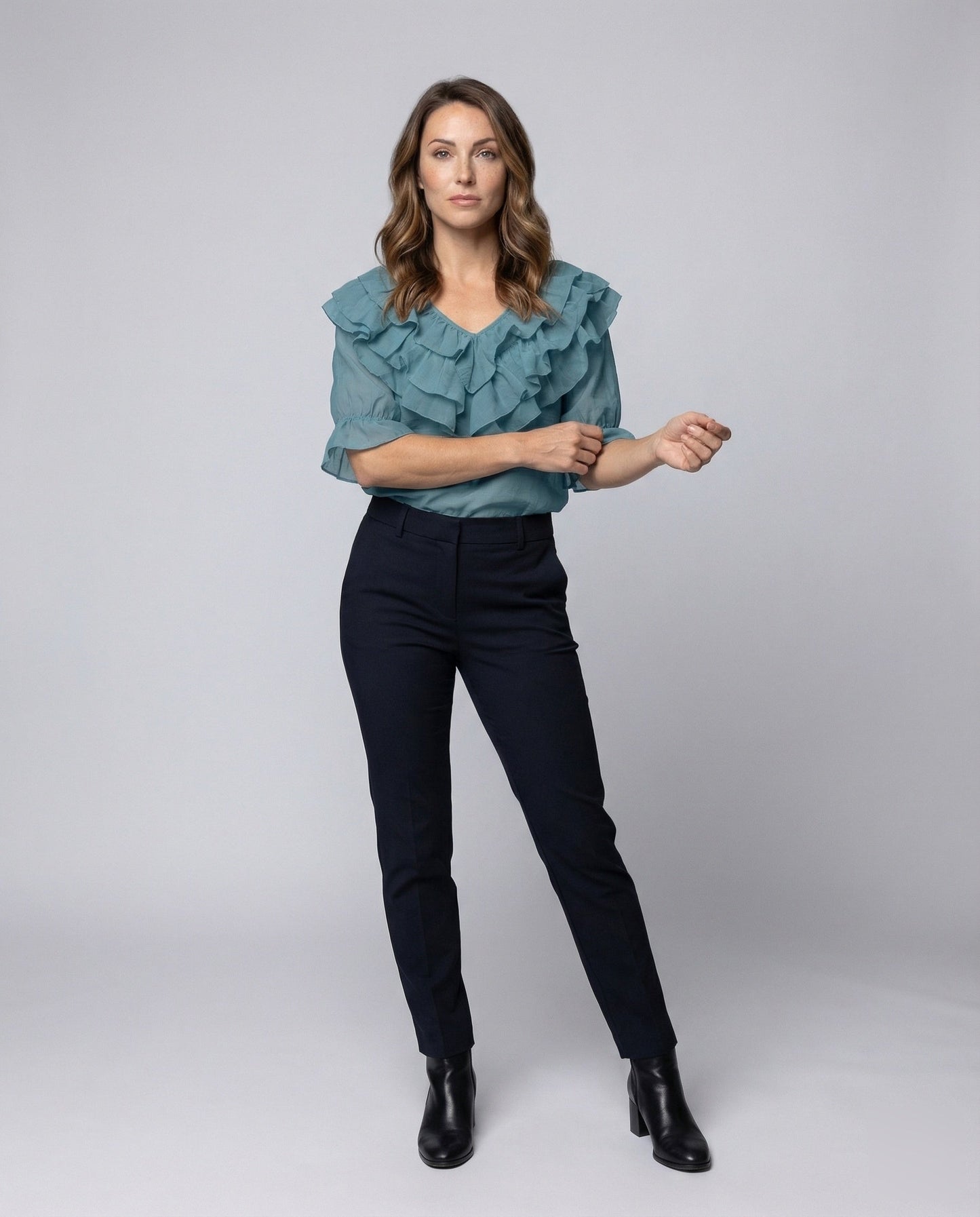 Camicia Donna Corta con Nodo e Manica Tre Quarti - Brentozzi