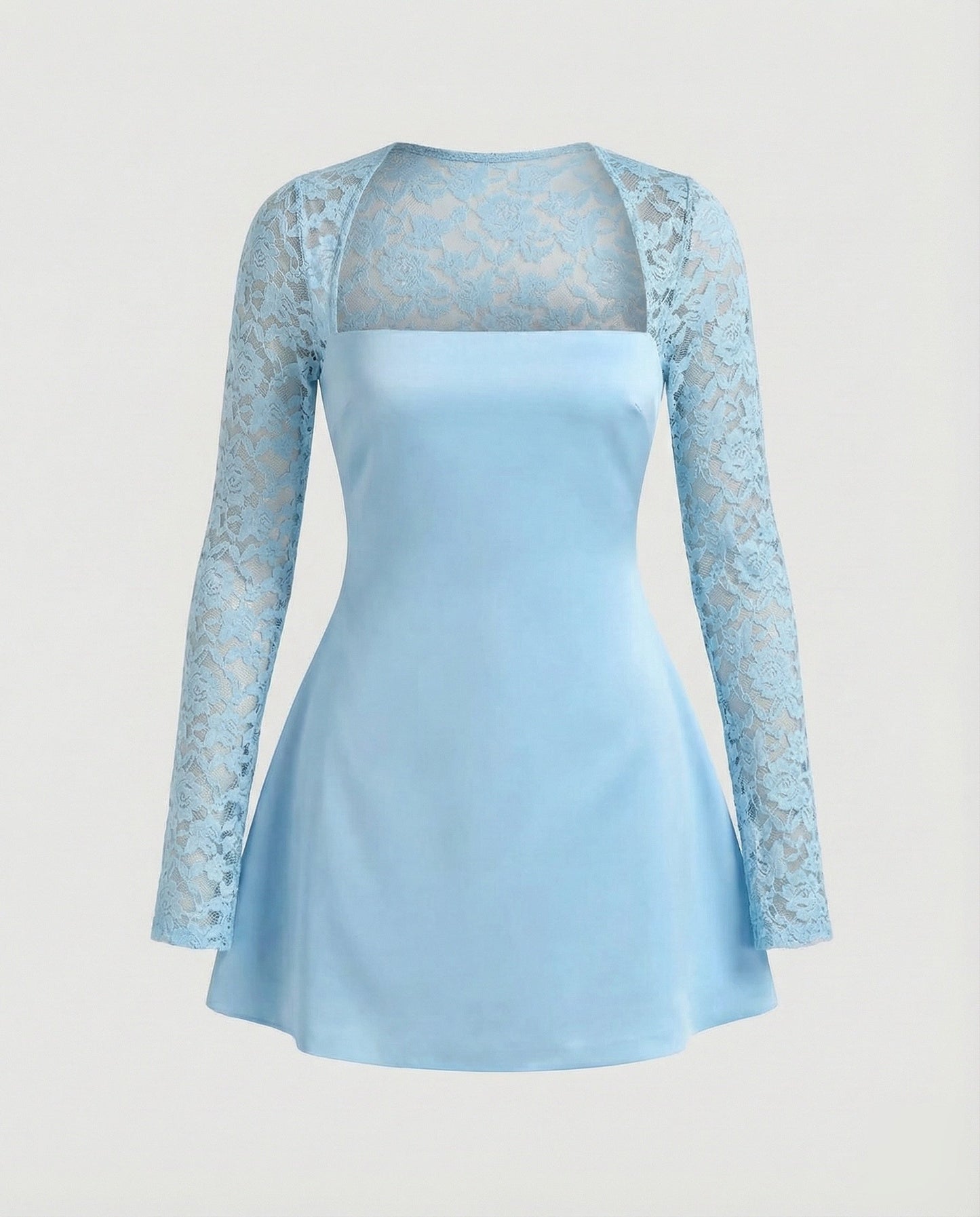 Abito Mini Donna Senza Spalline con Maniche in Pizzo