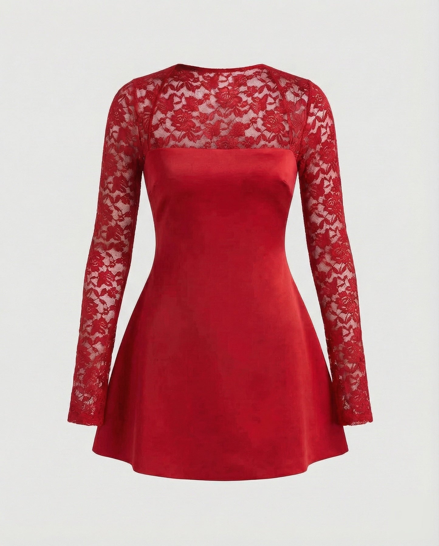 Abito Mini Donna Senza Spalline con Maniche in Pizzo
