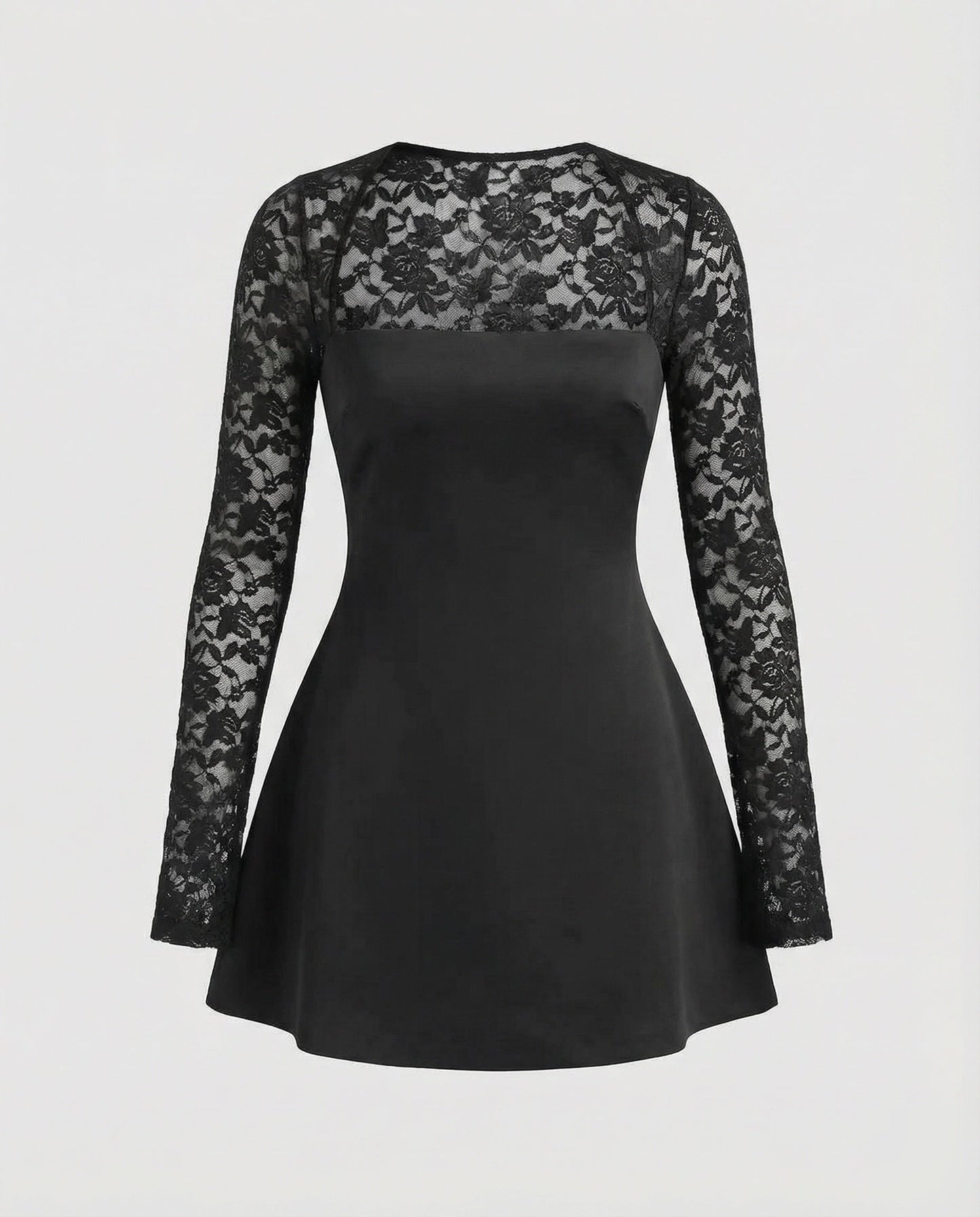 Abito Mini Donna Senza Spalline con Maniche in Pizzo