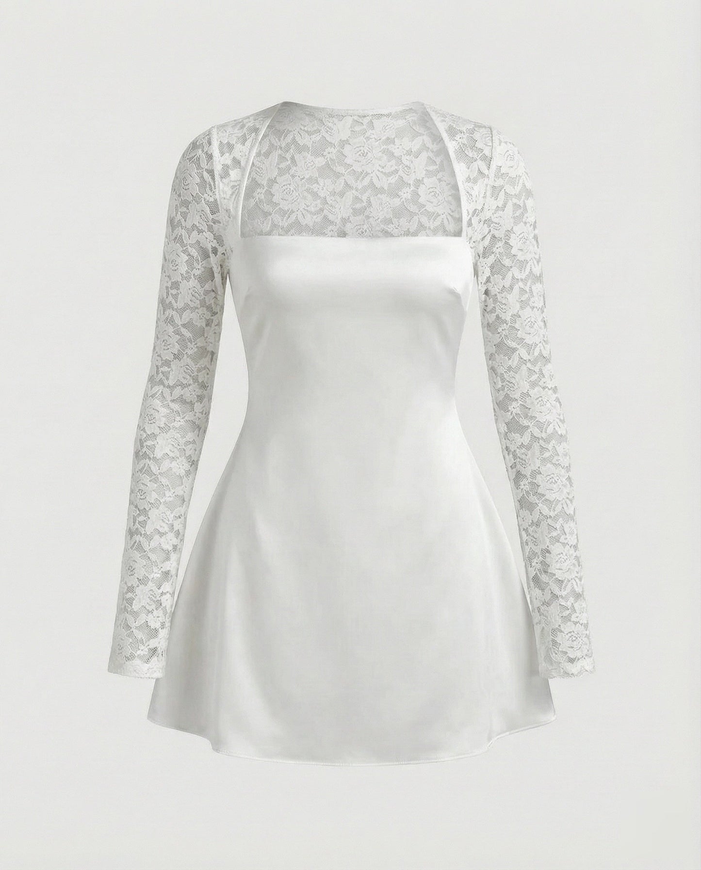 Abito Mini Donna Senza Spalline con Maniche in Pizzo