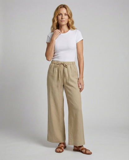 Pantaloni Donna Lino Sintetico Vestibilità Ampia Relax - Brentozzi