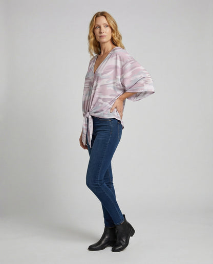 Blusa Donna Floreale Scollo a V Manica Kimono - Brentozzi