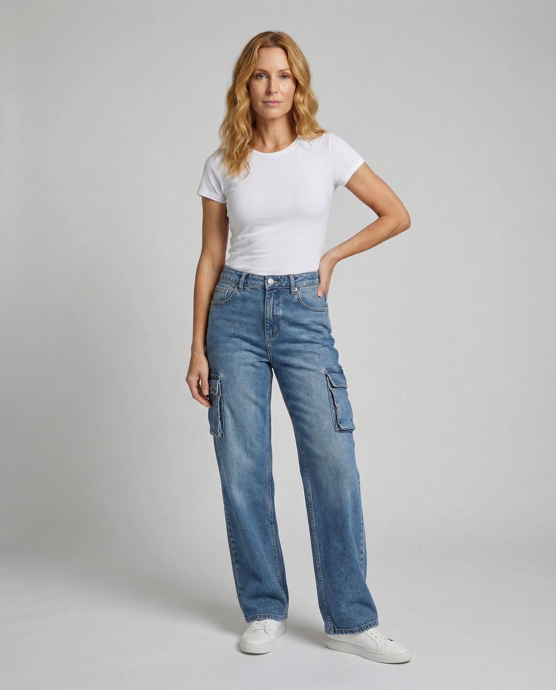 Jeans Cargo Donna Vita Alta Taglio Largo - Brentozzi