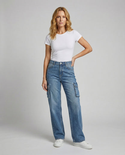 Jeans Cargo Donna Vita Alta Taglio Largo - Brentozzi