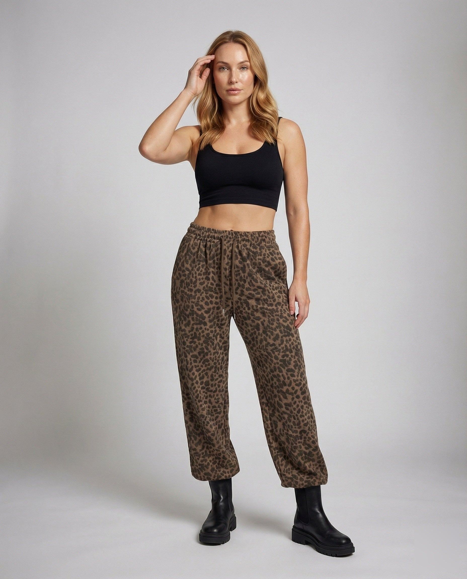 Pantaloni Palazzo Donna Tessuto Morbido Stampa Animalier - Brentozzi