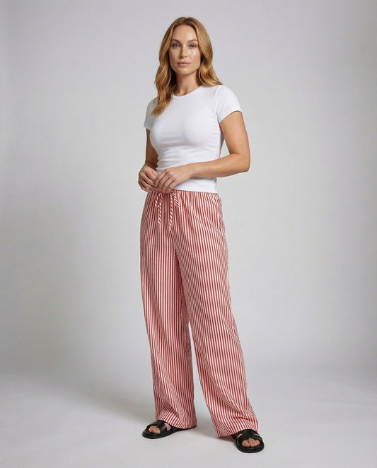 Pantaloni Lounge Donna in Viscosa Mix a Righe Comodi - Brentozzi