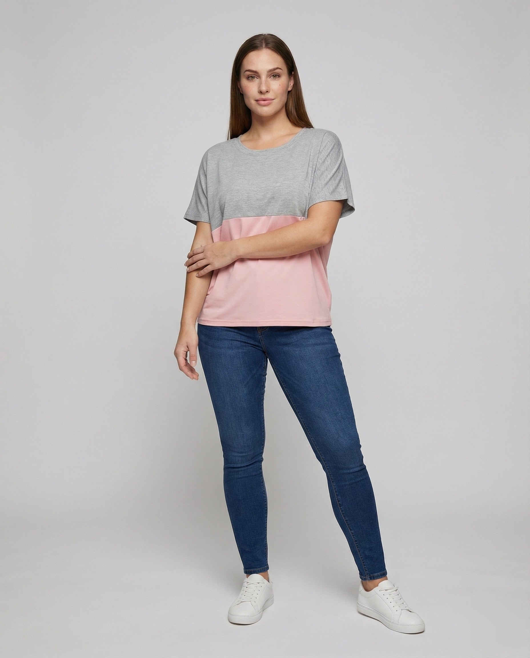 Maglia Donna in Maglia Sottile Manica Pipistrello Bicolore - Brentozzi