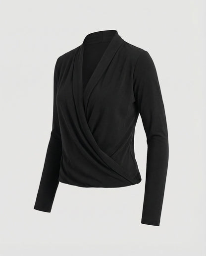 Blusa Donna a Portafoglio con Drappeggio Cascata