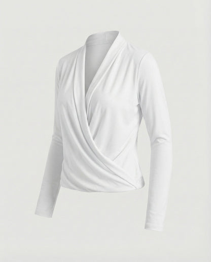 Blusa Donna a Portafoglio con Drappeggio Cascata