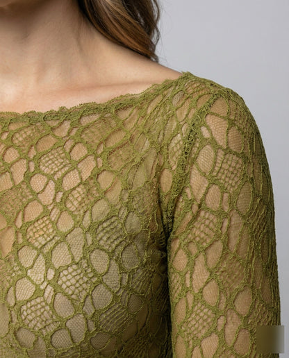 Blusa Donna in Pizzo Sottile Manica Lunga