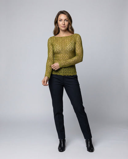 Blusa Donna in Pizzo Sottile Manica Lunga