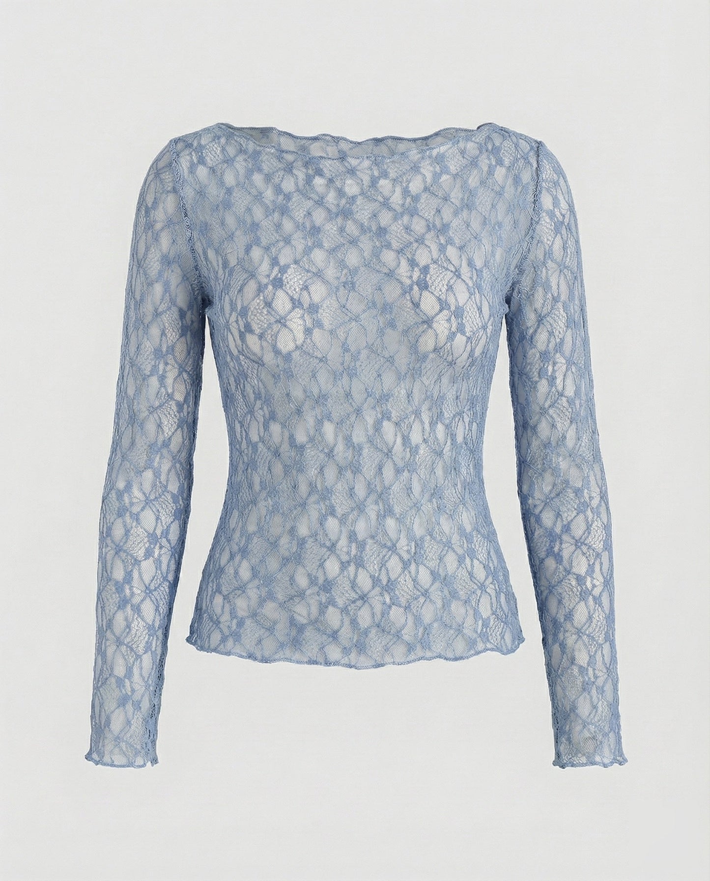 Blusa Donna in Pizzo Sottile Manica Lunga