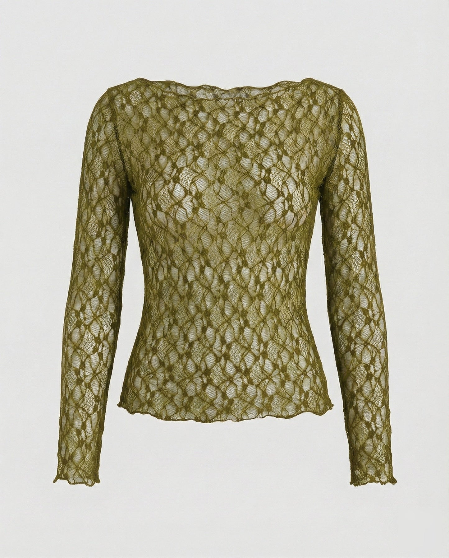 Blusa Donna in Pizzo Sottile Manica Lunga