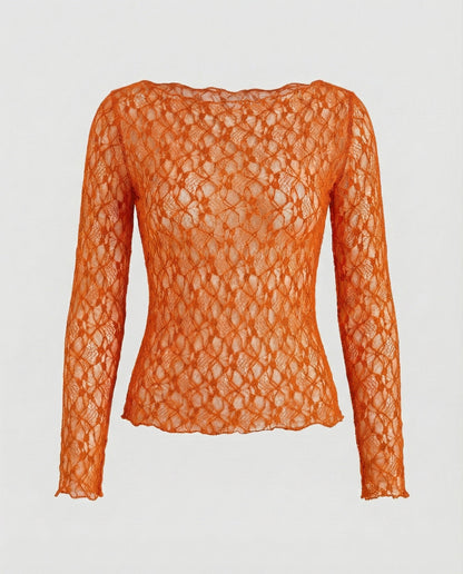 Blusa Donna in Pizzo Sottile Manica Lunga