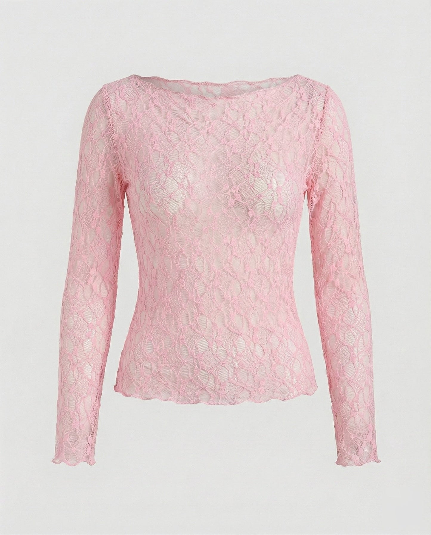 Blusa Donna in Pizzo Sottile Manica Lunga