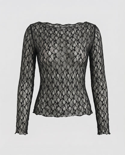 Blusa Donna in Pizzo Sottile Manica Lunga - Brentozzi