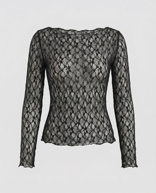 Blusa Donna in Pizzo Sottile Manica Lunga - Brentozzi