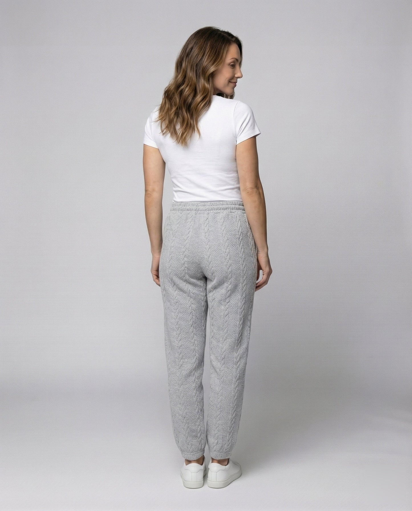 Pantaloni Lounge Donna Maglia a Treccia con Coulisse