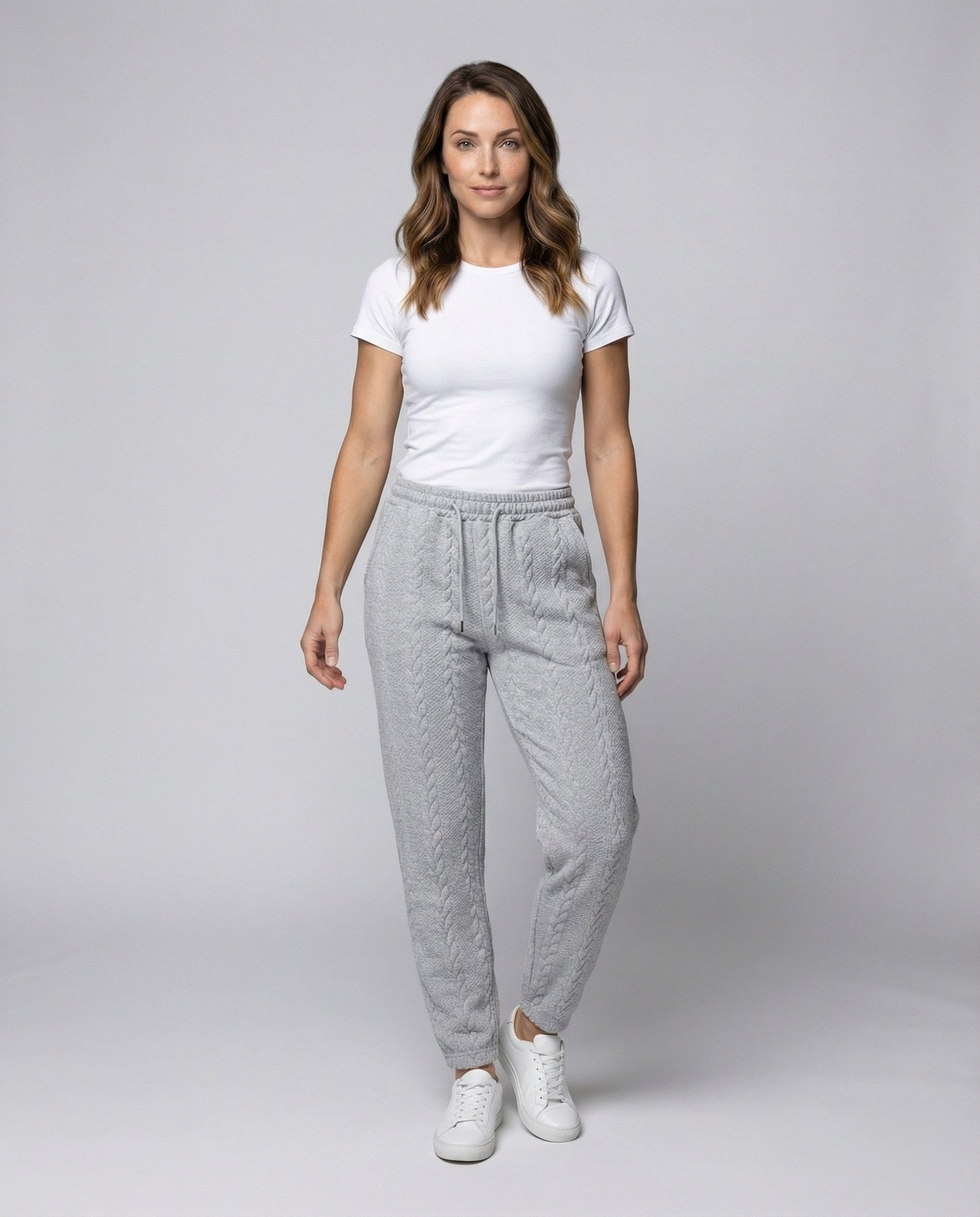 Pantaloni Lounge Donna Maglia a Treccia con Coulisse