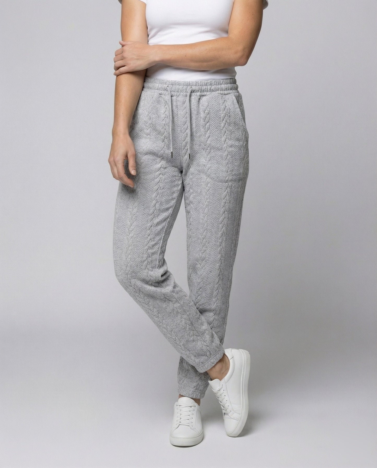 Pantaloni Lounge Donna Maglia a Treccia con Coulisse