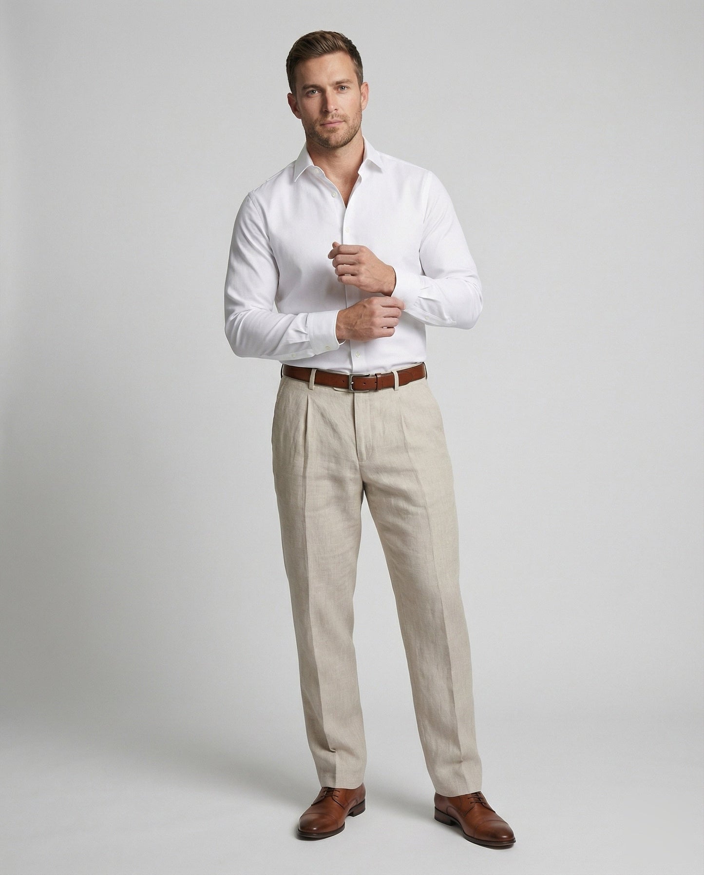 Pantaloni Eleganti Uomo in Lino con Pieghe in Vita - Brentozzi