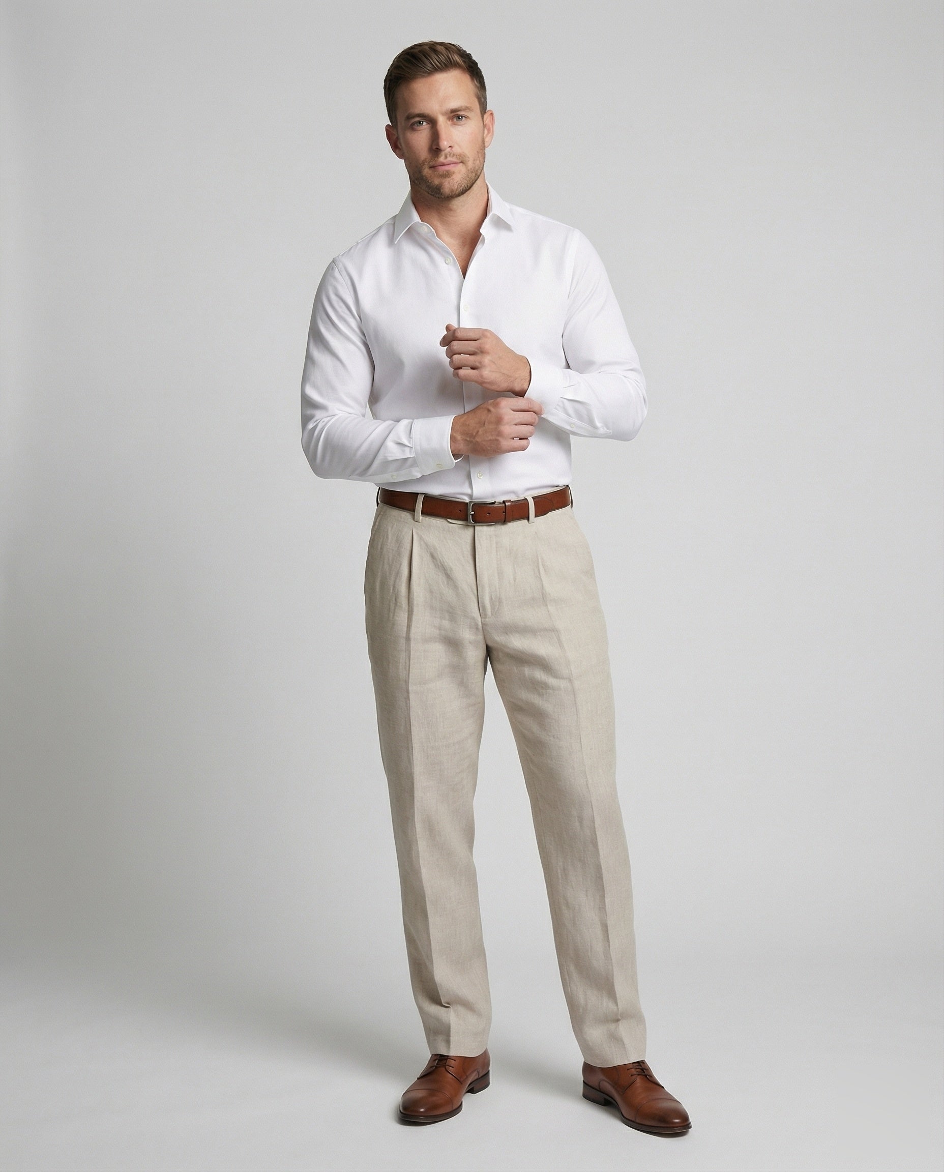 Pantaloni Eleganti Uomo in Lino con Pieghe in Vita - Brentozzi