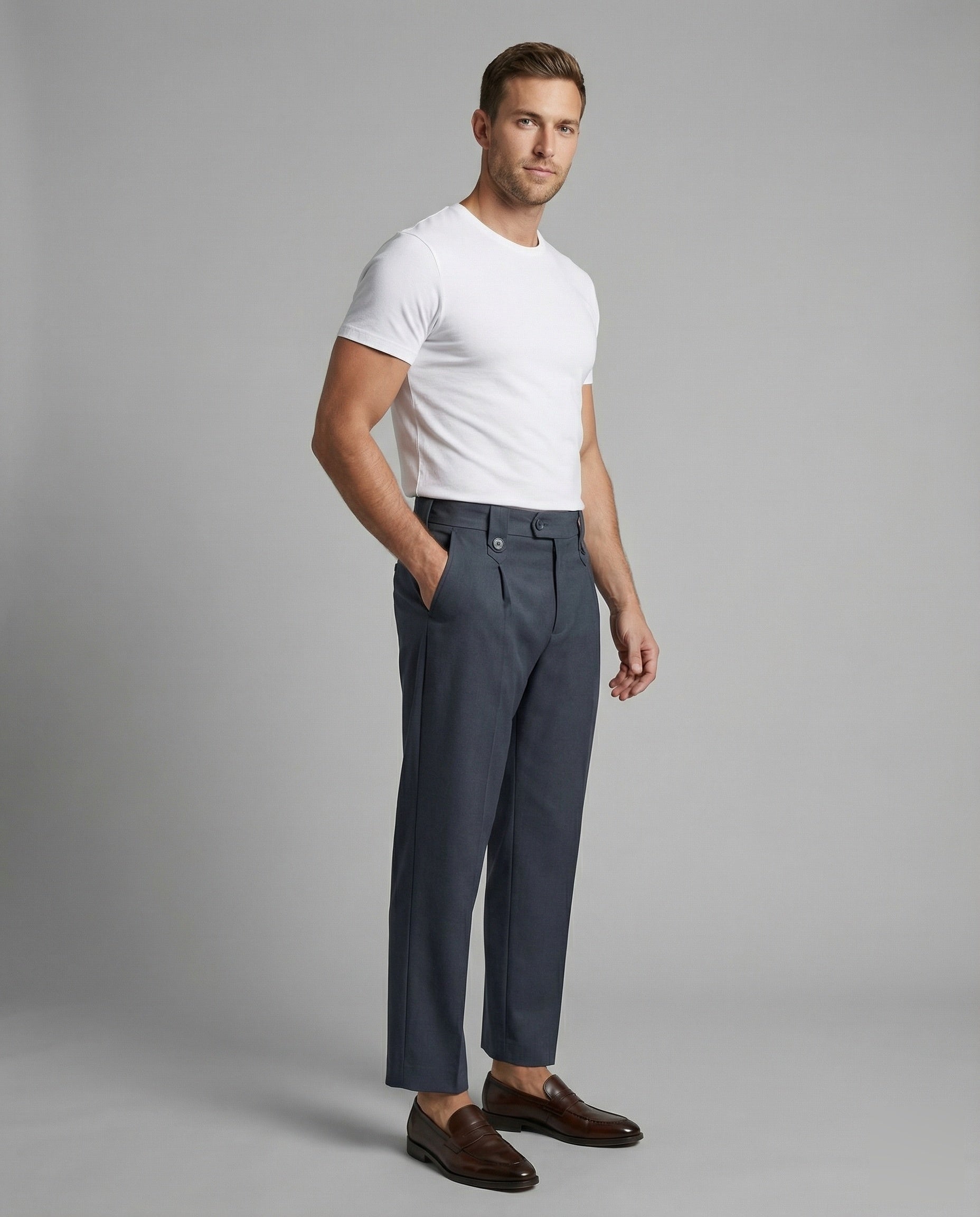 Pantaloni Eleganti Uomo con Bottoni e Passanti - Brentozzi