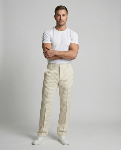 Pantaloni Uomo Eleganti in Tessuto a Nido dApe Slim Fit - Brentozzi