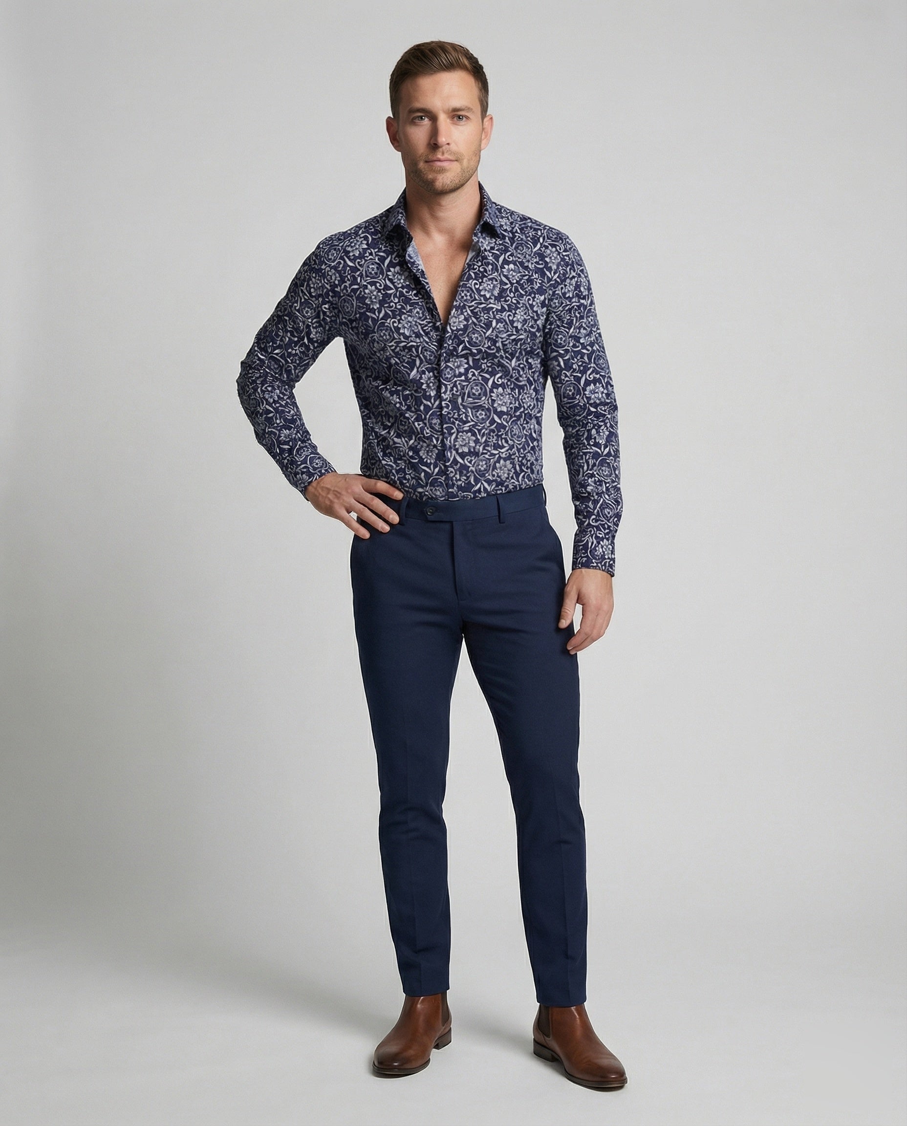 Camicia Uomo Slim Fit con Stampa Ornamentale - Brentozzi