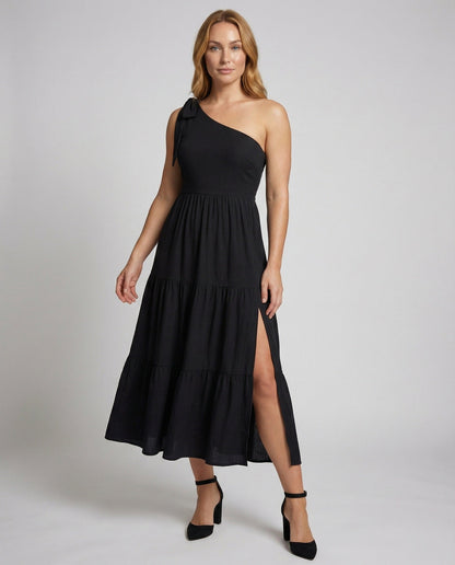 Abito Maxi Donna Asimmetrico con a Smock - Brentozzi