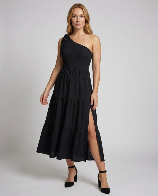 Abito Maxi Donna Asimmetrico con a Smock - Brentozzi