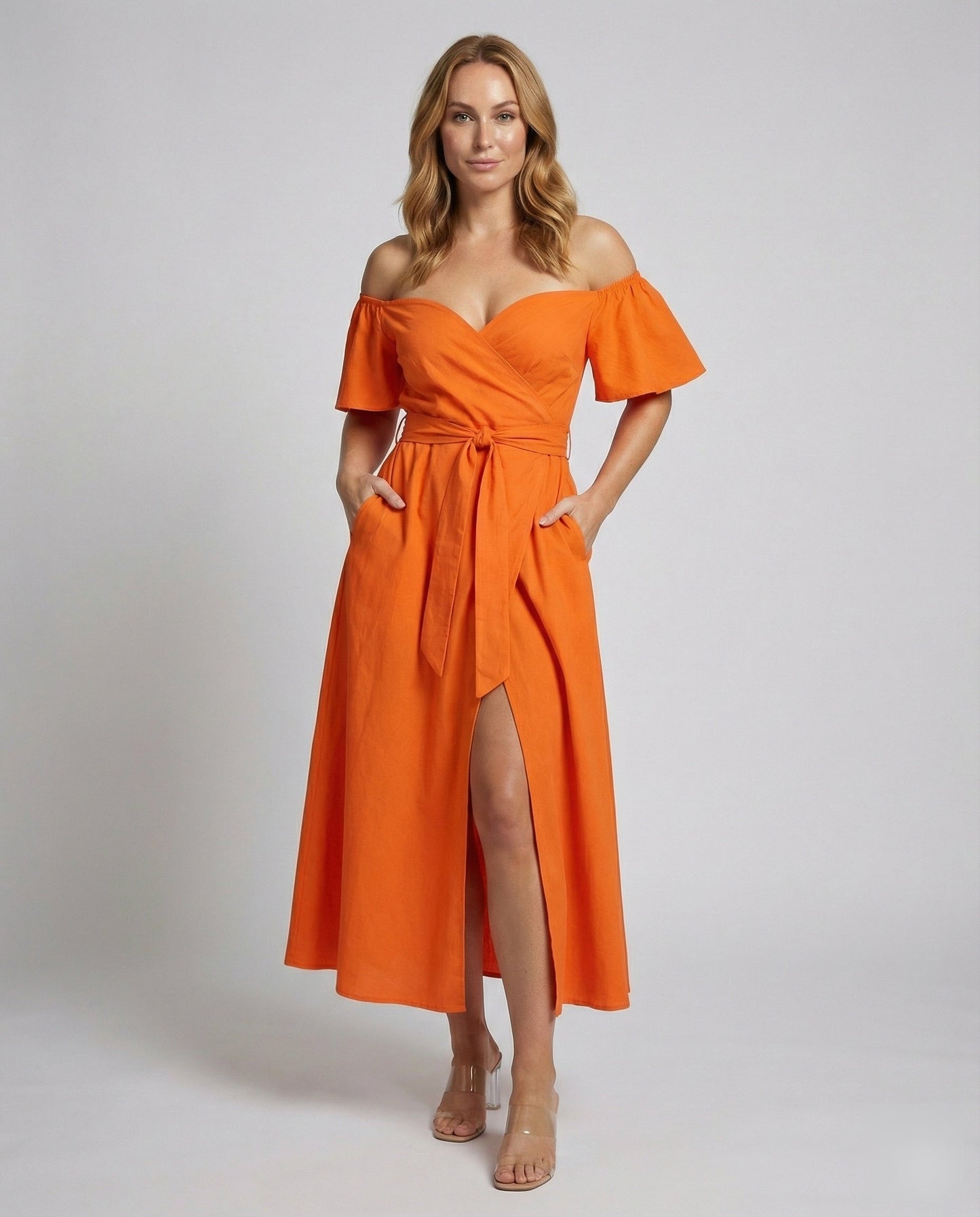 Abito Midi Donna Asimmetrico con Gonna a Balze - Brentozzi