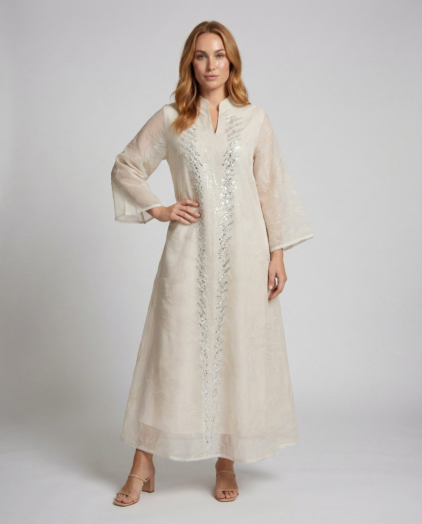 Abito Maxidress Donna in Tessuto Ricamato Ampio - Brentozzi
