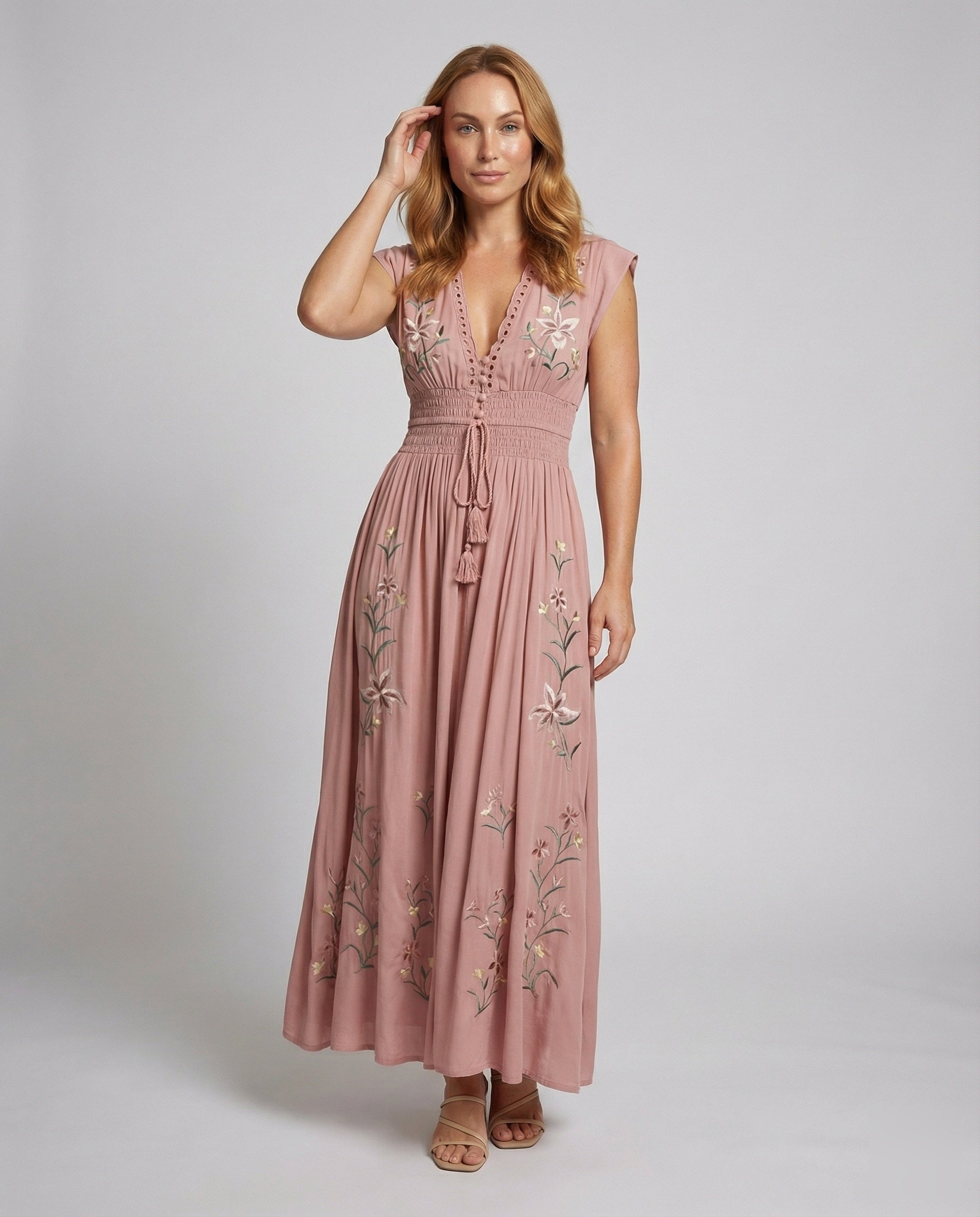 Abito Maxi Donna Ricamato Spiaggia - Brentozzi