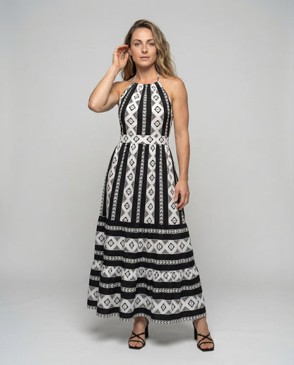 Abito Boho Donna Scollo Halter Lunghezza Maxi - Brentozzi