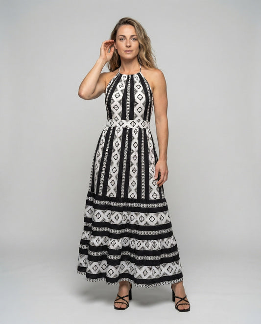 Abito Boho Donna Scollo Halter Lunghezza Maxi - Brentozzi
