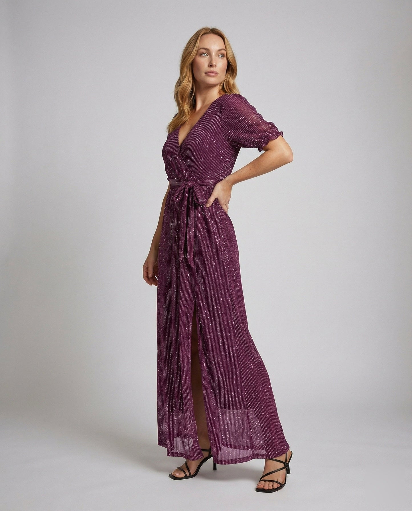 Abito Elegante Donna Effetto Plissé Svasato - Brentozzi
