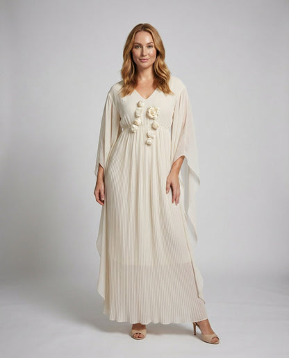 Abito Maxi Donna Floreale con Maniche a Mantella - Brentozzi