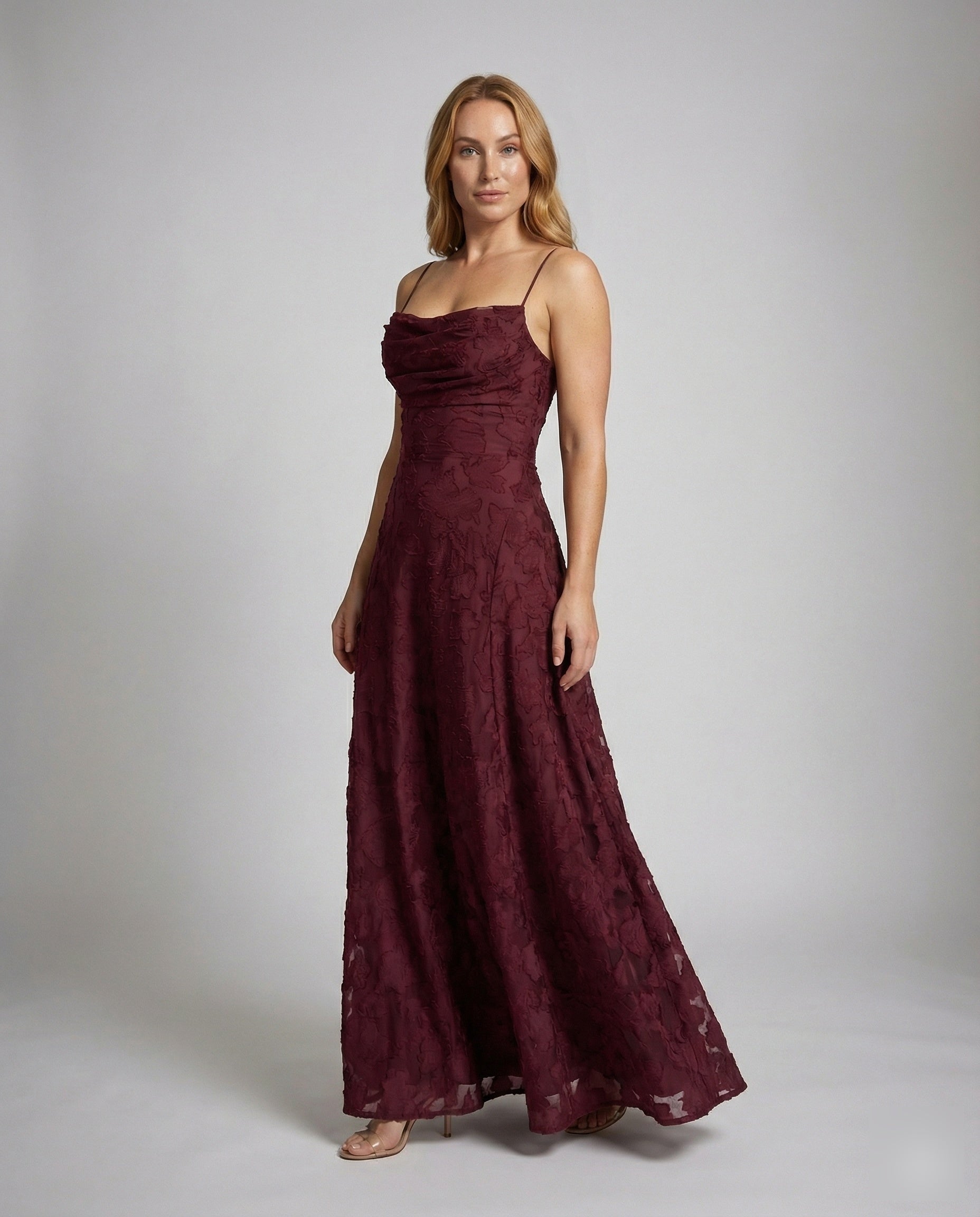 Abito Elegante Donna Scollo a Cascata Manica Lunga - Brentozzi